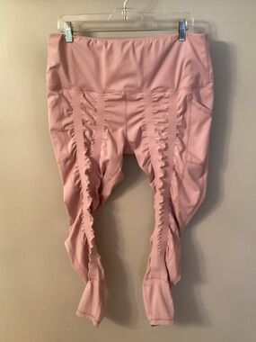 SWEETFLEXX SIZE 18 LIGHT PINK RESISTANCE LEGGINGS SIDE POCKETS 4 BANDS